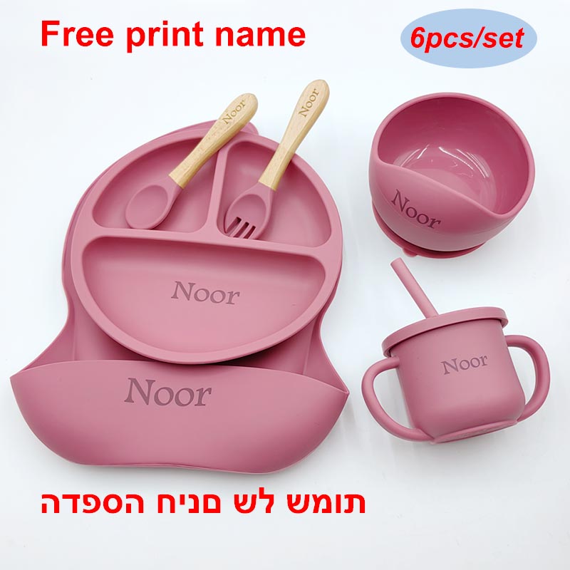 Baby Food Menu - 6Pcs Silikonowa zastawa stołowa dla dzieci